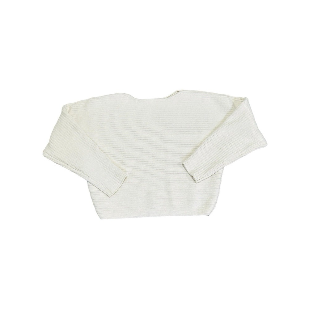 Reformation Ribbed Crop Sweater M 100% Organic Cotton Cream Long Sleeve - Picture 3 of 7